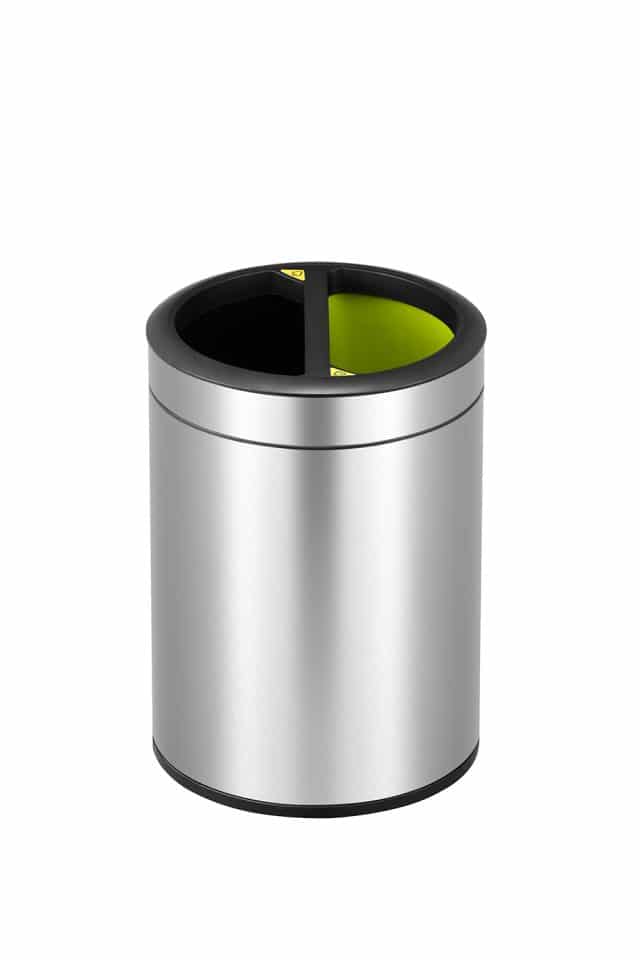 Round Recycle Trash Bin open top 5+5L Matt s/s