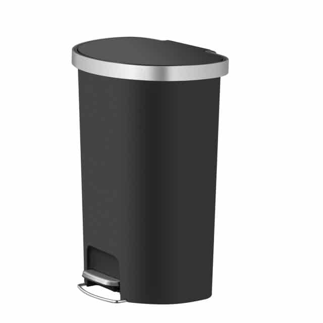 Hana Semi-Round Step Bin 55L with built-in Wheels Black